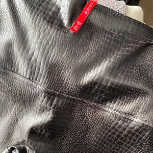 SPANX Faux Leather Crocodile Dark Brown Legging